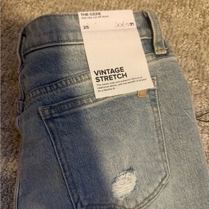Joe's Jeans Light Blue Distressed Maternity Jean Shorts with Navy Panels